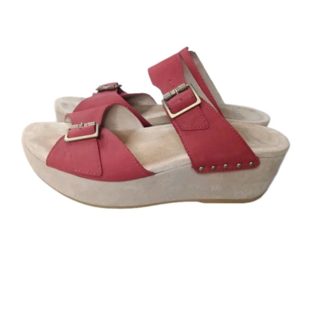 Dansko Selma Platform Wedge Sandals Women's Size 9.5/10 EU 40 Red Leather - Picture 3 of 10